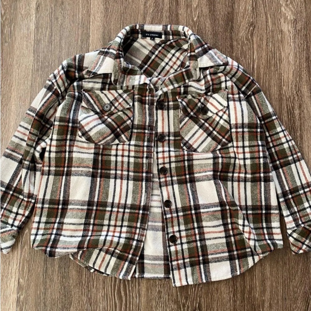 Blu pepper Green and Brown Button Down Jacket